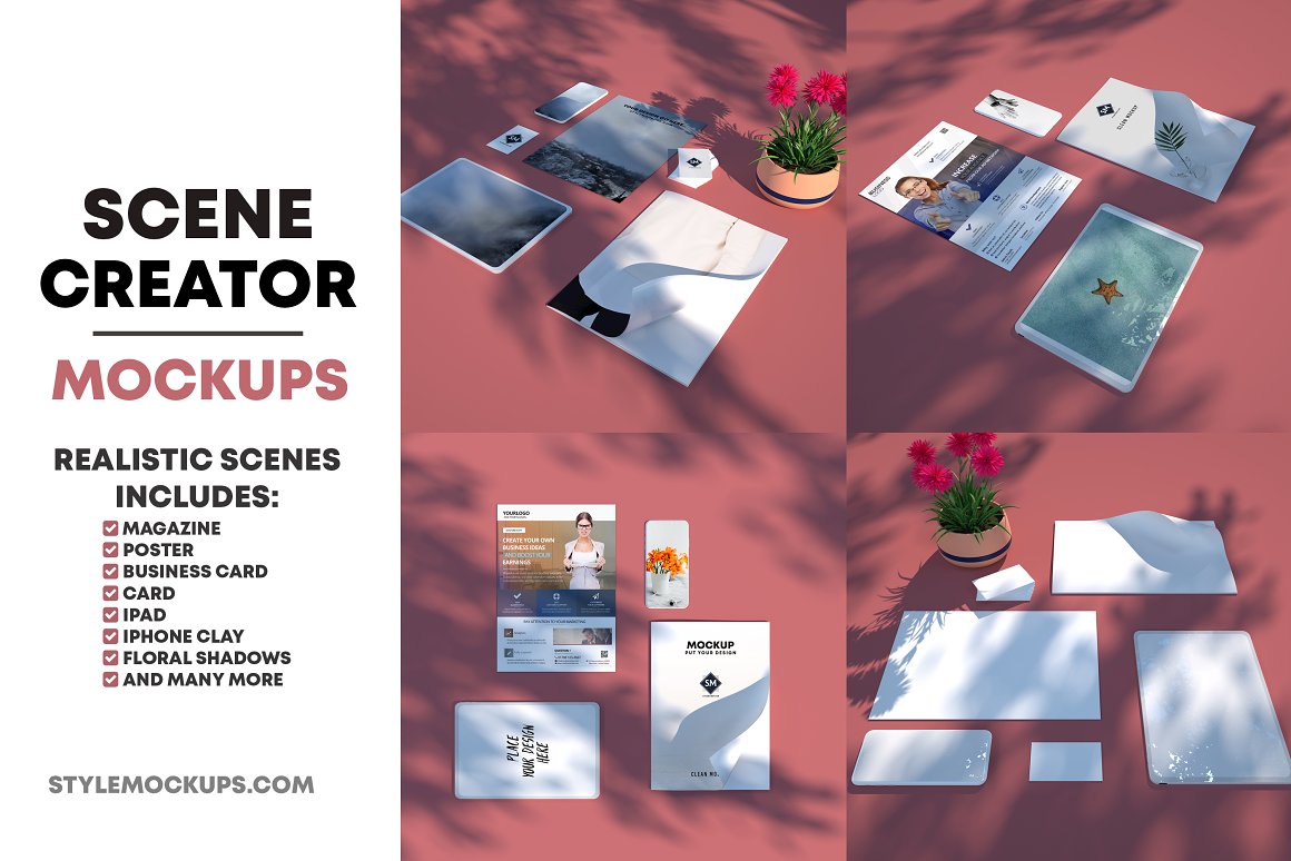 Clean Scene Creator Mockups