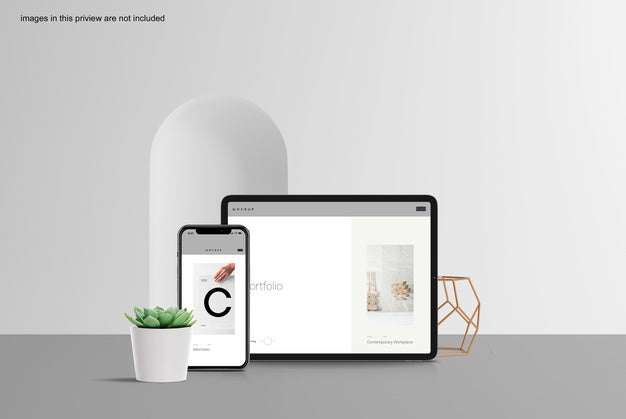 Clean Tablet & Smartphone Mockup Psd
