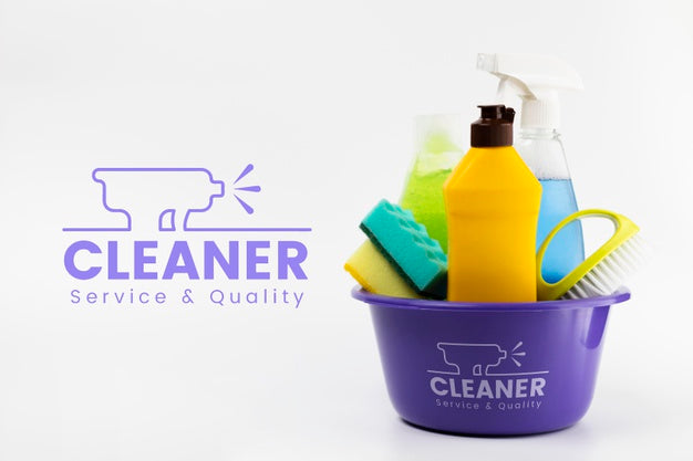 Cleaner Service And Quality Products In A Bucket Psd