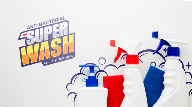 Cleaning Mock-Up With Spray Bottles Psd
