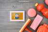 Cleaning Mockup With Frame And Housekeeping Products Psd