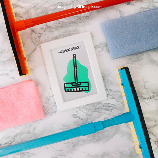 Cleaning Mockup With Frame Psd