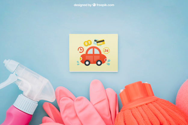 Cleaning Mockup With Paper On Top Psd