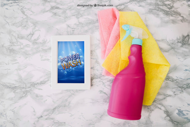 Cleaning Mockup With Spray Bottle Psd