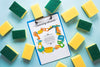 Cleaning Sponges And Clipboard Mock-Up Psd