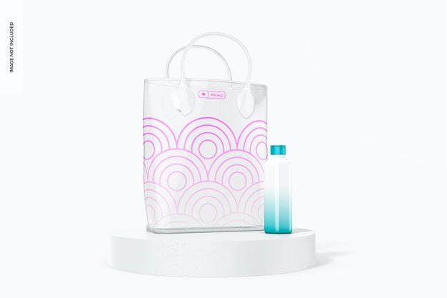 Clear Bag Mockup, Front View Psd