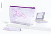 Clear Cosmetic Bag With Eyeshadow Mockup Psd