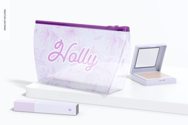 Clear Cosmetic Bag With Eyeshadow Mockup Psd