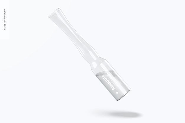 Clear Glass Ampoule Mockup, Floating Psd