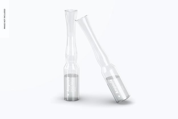 Clear Glass Ampoule Mockup, Leaned Psd