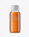 Clear Glass Bottle With Orange Syrup Mockup