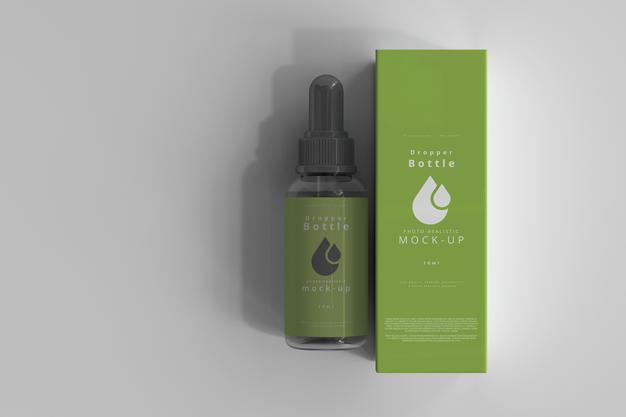 Clear Glass Dropper Bottle Mockup With Box Psd