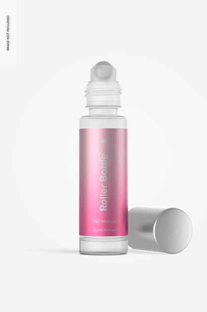 Clear Glass Roller Bottle Mockup Psd