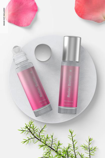 Clear Glass Roller Bottles Mockup Psd