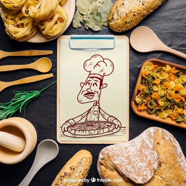 Clip Board Mockup With Pizza Design Psd