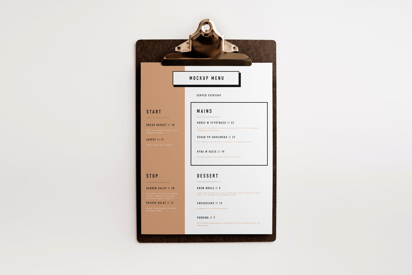 Clipboard Menu Mockup