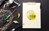 Clipboard Mock-Up And Fishing Accessories Psd