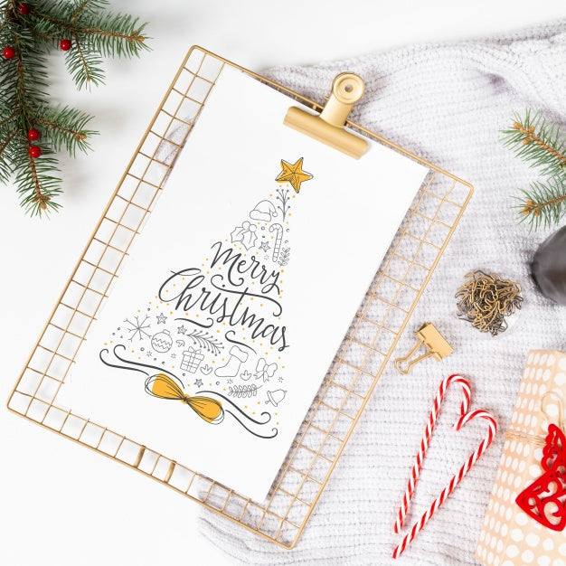 Clipboard Mockup With Christmas Composition Psd