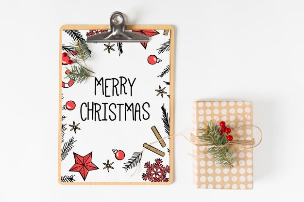 Clipboard Mockup With Christmas Composition Psd