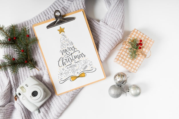 Clipboard Mockup With Christmas Composition Psd