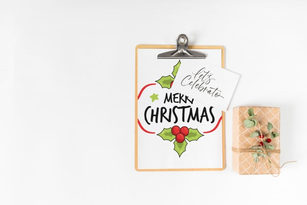 Clipboard Mockup With Christmas Composition Psd