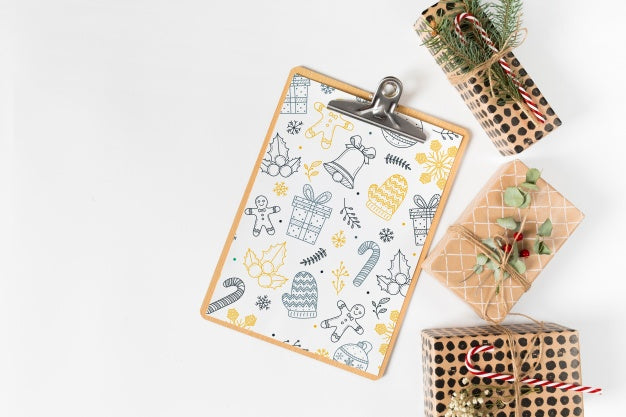 Clipboard Mockup With Christmas Composition Psd