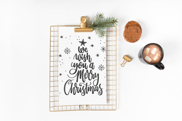 Clipboard Mockup With Christmas Composition Psd
