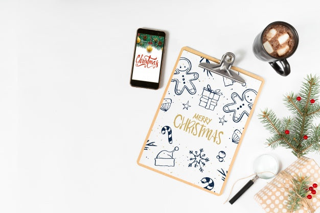 Clipboard Mockup With Christmas Composition Psd