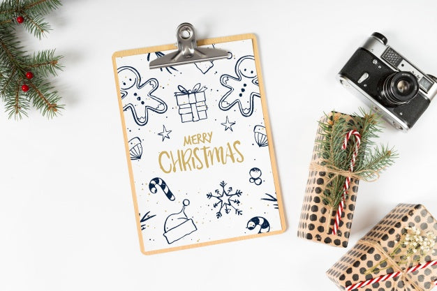 Clipboard Mockup With Christmas Composition Psd