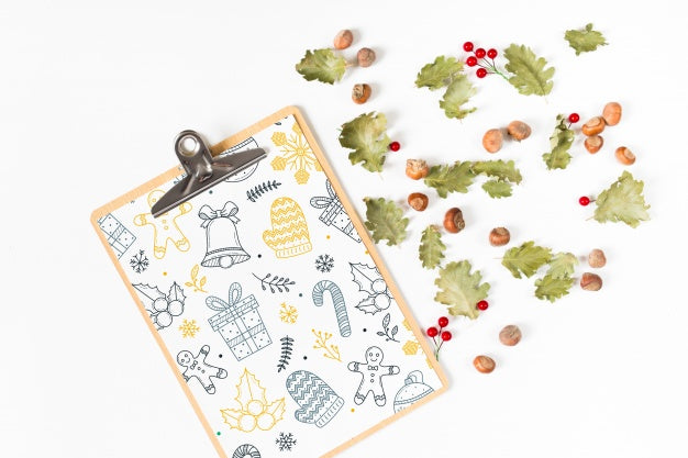 Clipboard Mockup With Christmas Composition Psd