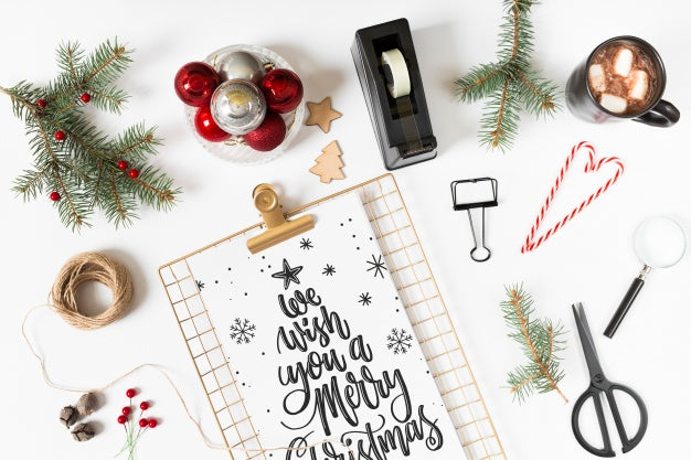 Clipboard Mockup With Christmas Composition Psd