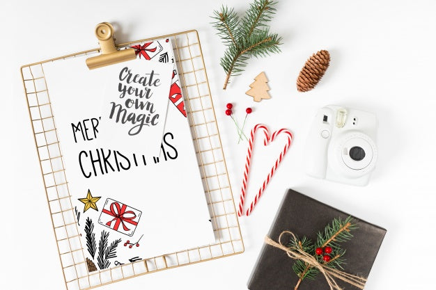 Clipboard Mockup With Christmas Composition Psd