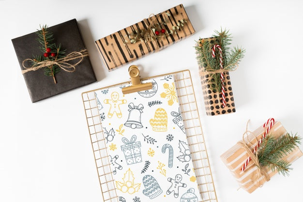 Clipboard Mockup With Christmas Composition Psd