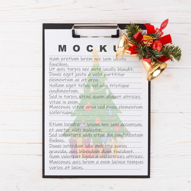 Clipboard Mockup With Christmas Decoration Psd