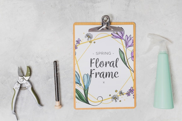 Clipboard Mockup With Gardening Concept Psd