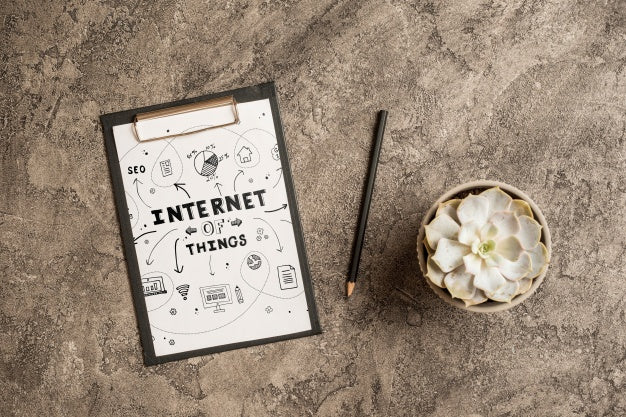 Clipboard Mockup With Office Elements Psd