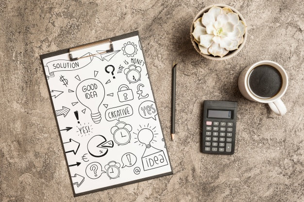 Clipboard Mockup With Office Elements Psd