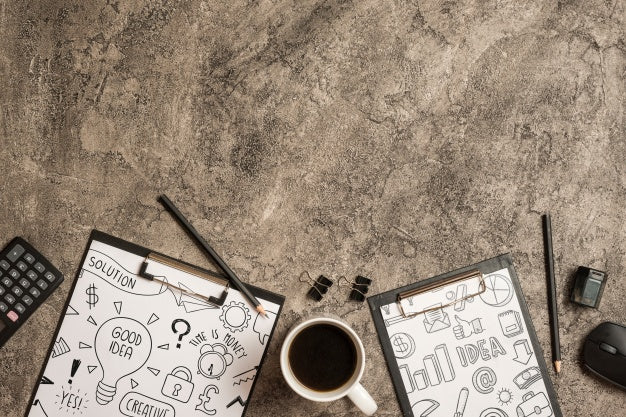 Clipboard Mockup With Office Elements Psd