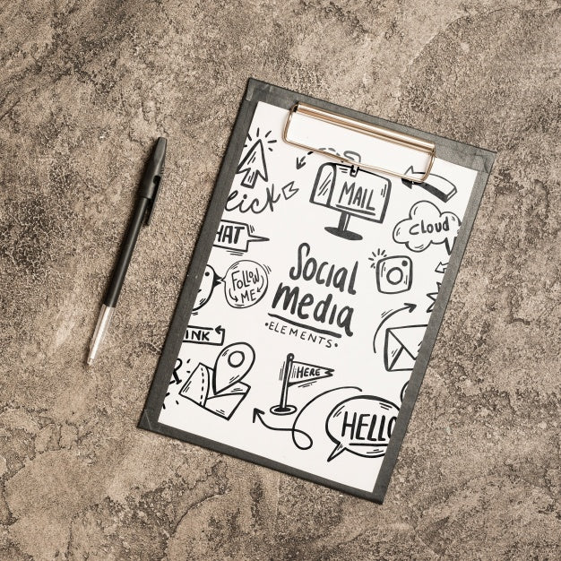 Clipboard Mockup With Office Elements Psd