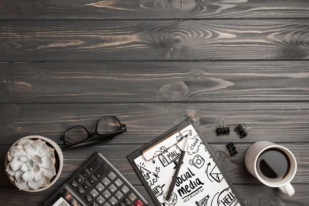 Clipboard Mockup With Office Elements Psd