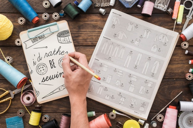 Clipboard Mockup With Sewing Concept Psd