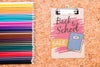 Clipboard Next To Colorful Pencils Mock-Up Psd