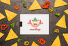 Clipboard Surrounded By Tortilla Chips And Ingredients Psd