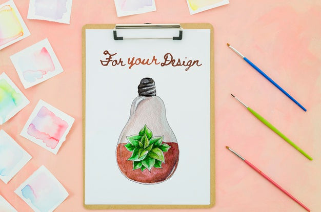 Clipboard With Drawing Tools Psd