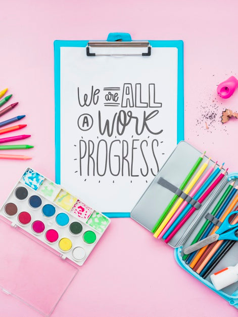 Clipboard With Positive Message And Tools Beside Psd