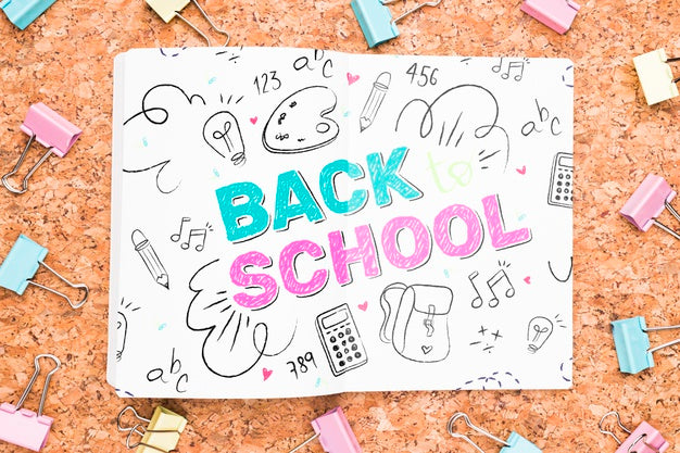 Close-Up Back To School Drawing Next To Clips Mock-Up Psd