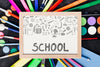 Close-Up Back To School With White Board Psd