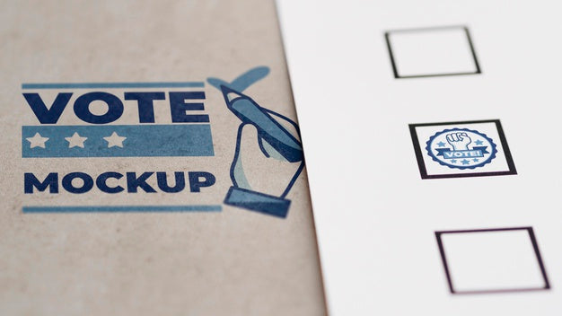 Close-Up Ballot Mock-Up With Stamps Psd