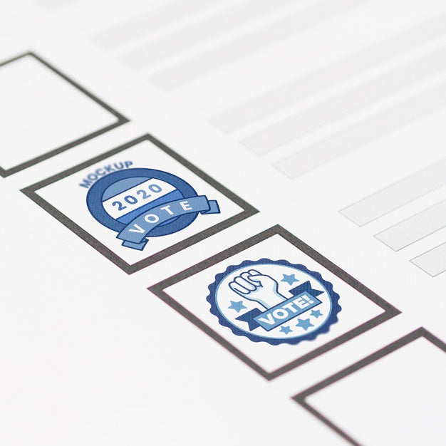 Close-Up Ballot With Stamps Mock-Up Psd