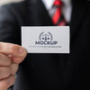 Close-Up Businessman Holding Business Card Mock-Up Psd